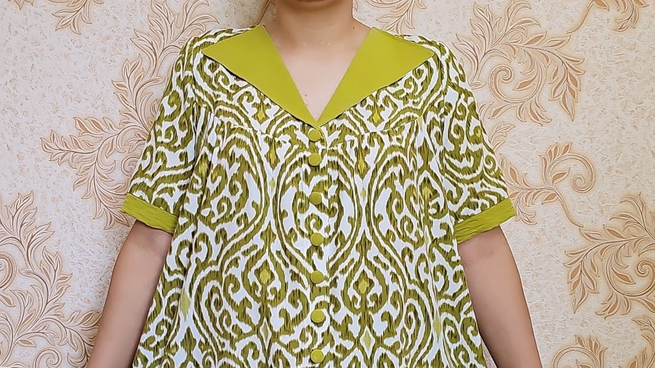 Bir yoqaliy uzbekcha kaketkaliy ko'ylak tikish 52 razmerga +99888.5438791 tel