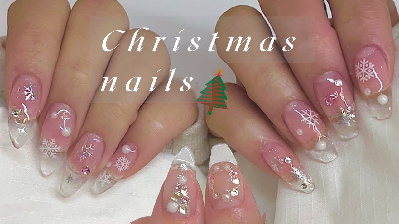 크리스마스네일❄️ | 겨울네일 | 셀프네일 | 셀프연장 | 빌더젤연장 |