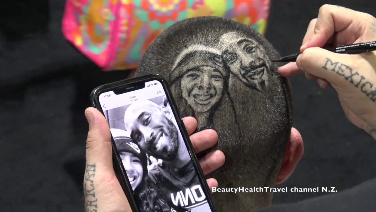 Kobe Bryant and Daughter Gianna portrait-tribute: hair art by Robtheoriginal