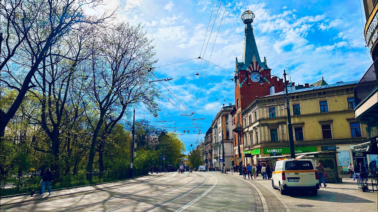 Krakow Poland, An ordinary road in the city【4K Walking Tour】