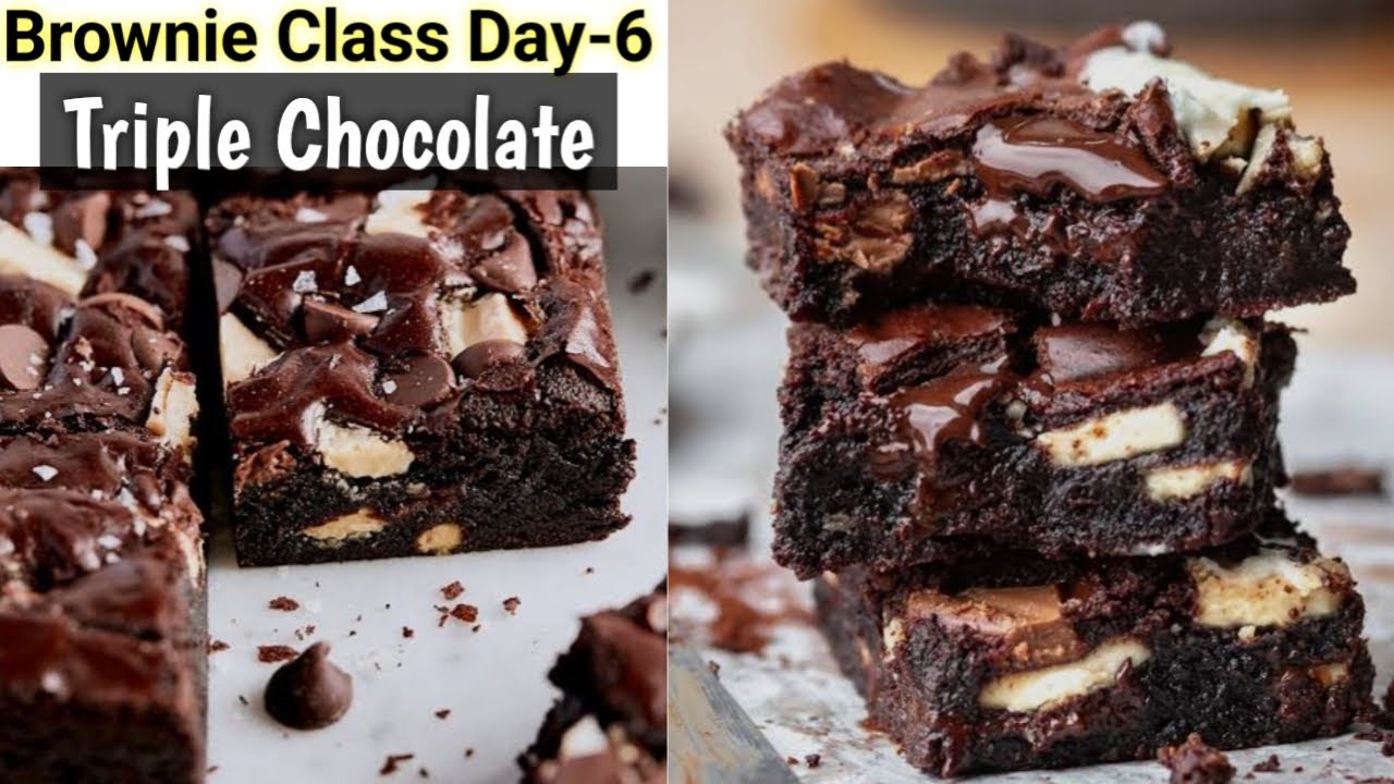 Brownie MasterClass Day-6~ Eggless Triple Chocolate Brownies Recipe| The BEST Fudgy Brownie Recipe|