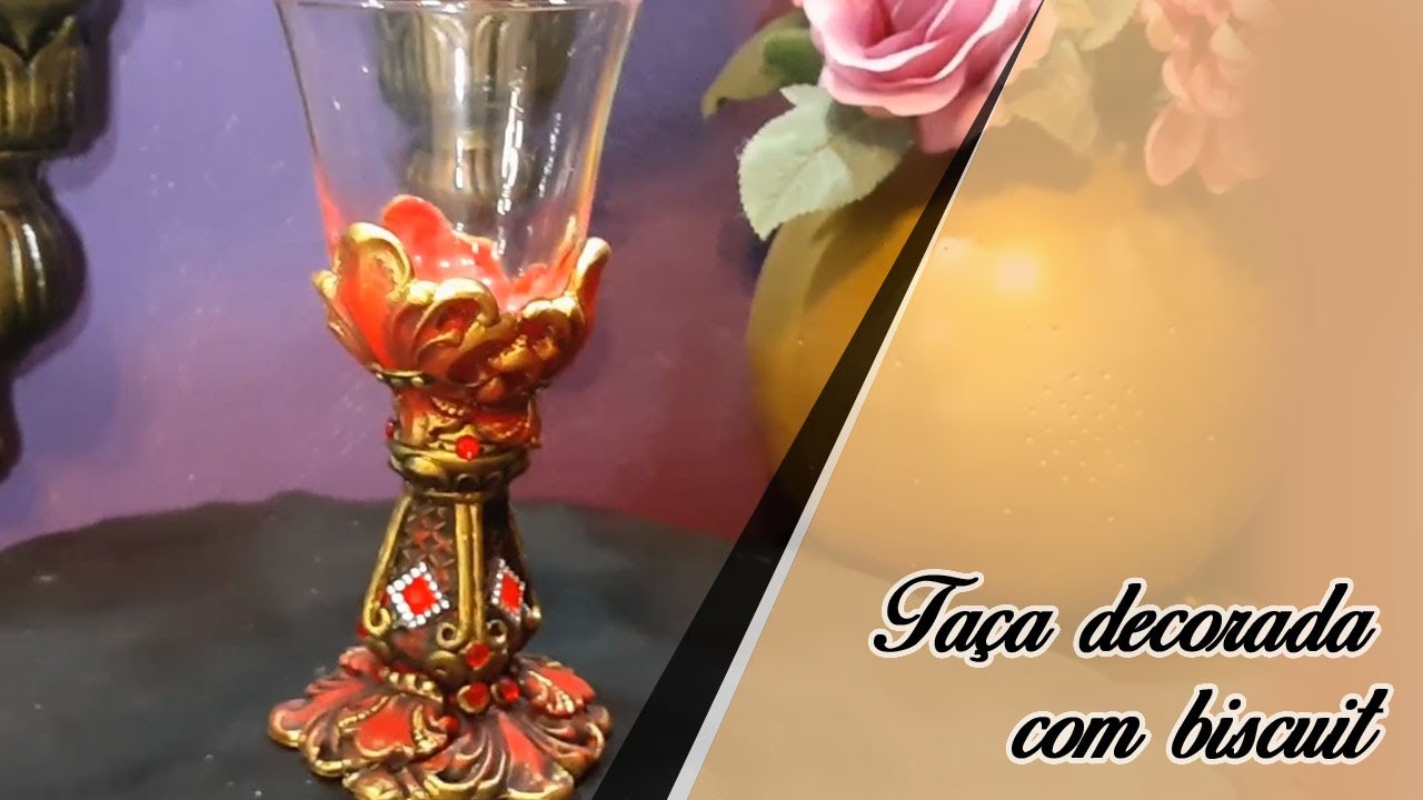 Taça decorada com biscuit