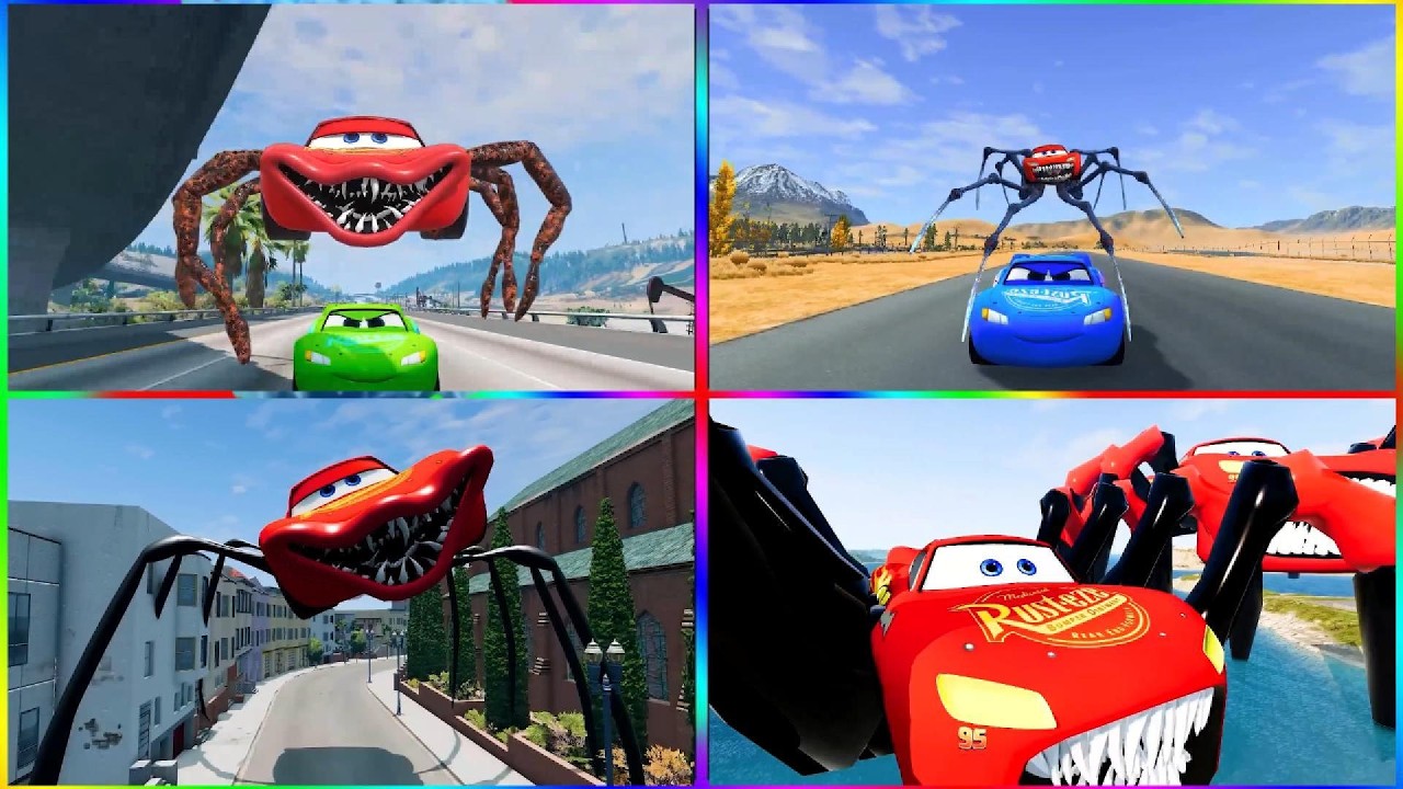 Lightning McQueen vs Giant Mutants 🏎️ | Mecha Titans ⚔️ Tiles Hop EDM Rush | School Bus Eater