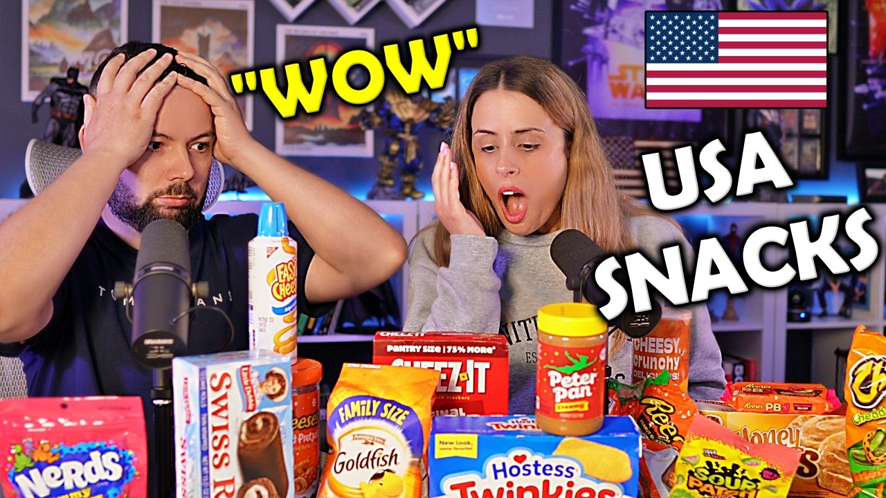 European Couple Tries AMERICAN SNACKS for the FIRST TIME!