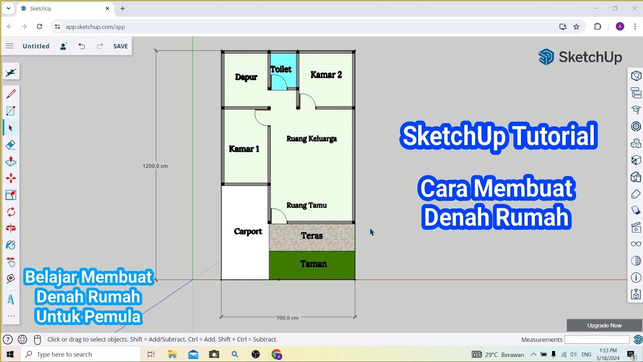 SketchUp Tutorial - Cara Membuat Denah Rumah || Belajar Membuat Denah Rumah