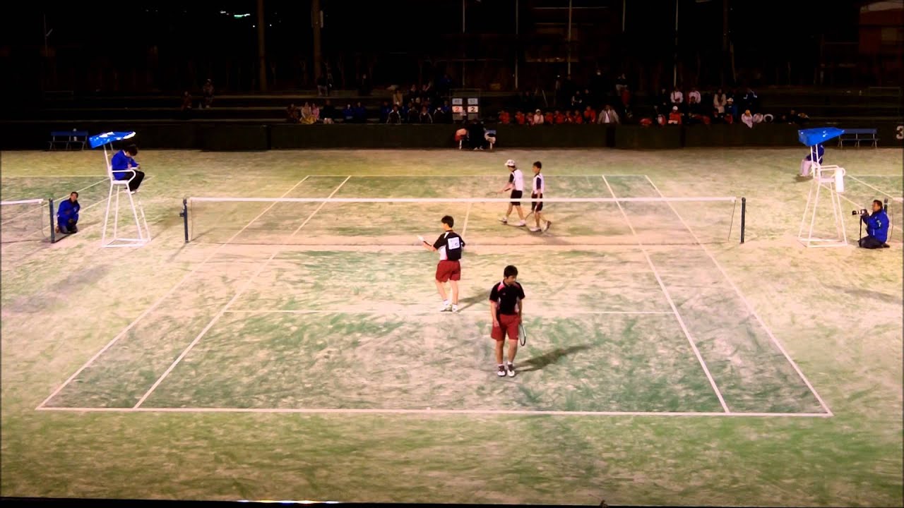 ソフトテニス　中学都道府県対抗2012　男子　個人戦　決勝戦　内本・丸山（上宮中学）ー吉信・上松（岡山理大附属中学）（上視点）