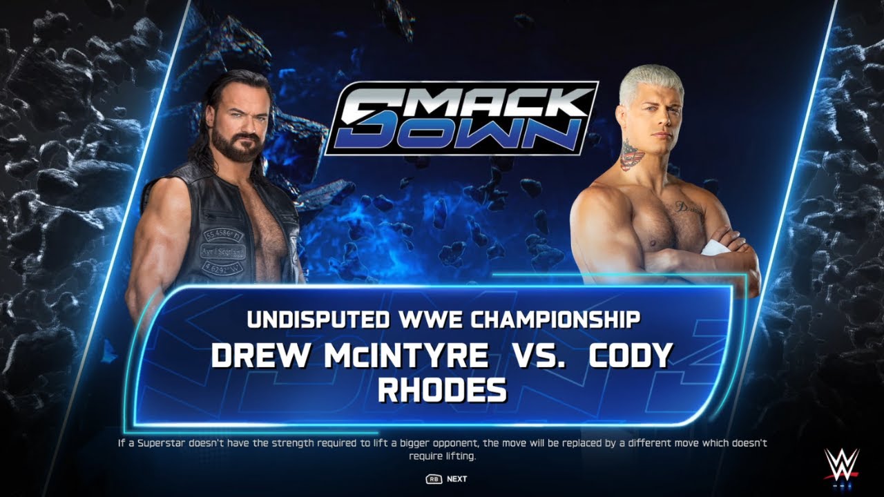 Cody Rhodes (c) vs. Drew McIntyre - WWE Championship - SmackDown - WWE 2K25