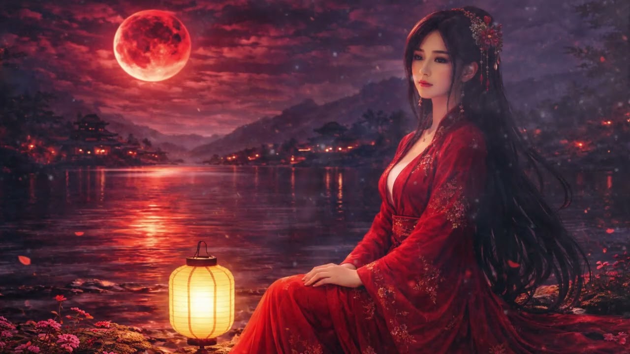 🌕 Trăng Đỏ Bên Hồ | Nhạc Cổ Phong Không Lời An Yên, Ngủ Ngon & Thư Giãn Sâu | Blood Moon Calm Music