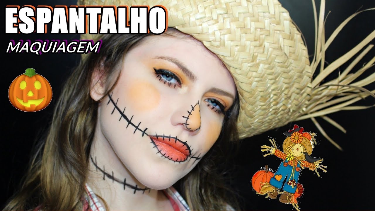 MAQUIAGEM DE ESPANTALHO PARA O HALLOWEEN DIA DAS BRUXAS FÁCIL | Mariana Ubertini