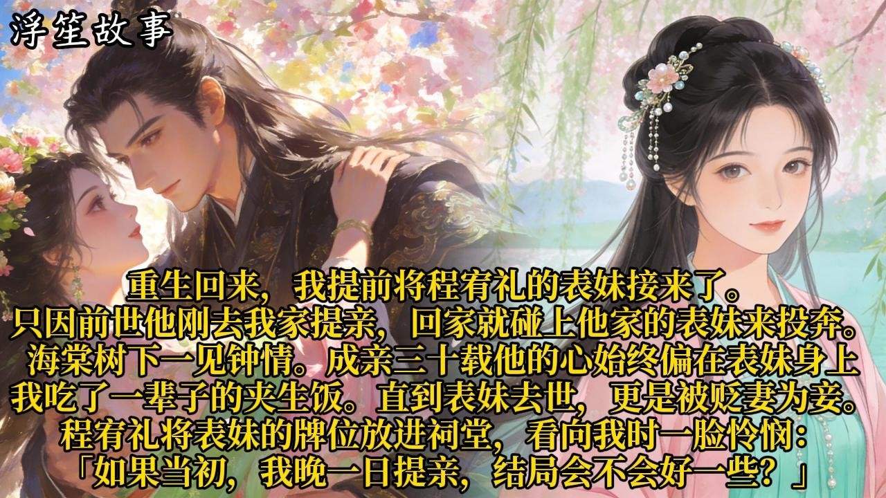 重生回来，我提前将程宥礼的表妹接来了。只因前世，他刚去我家提亲，回家就碰上他家的表妹来投奔。#重生 #大女主 #复仇 #宫廷 #夺权 #古风 #小说