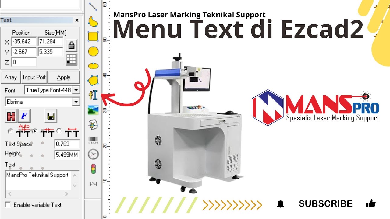 Explore Menu Text di software Ezcad di mesin laser marking #mesinlasermarking #mansprolaser