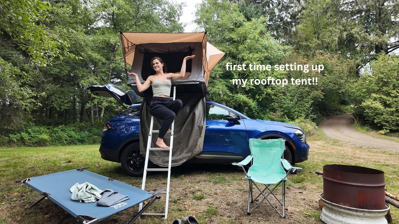 Rooftop tent on my Kia - first set up car camping!