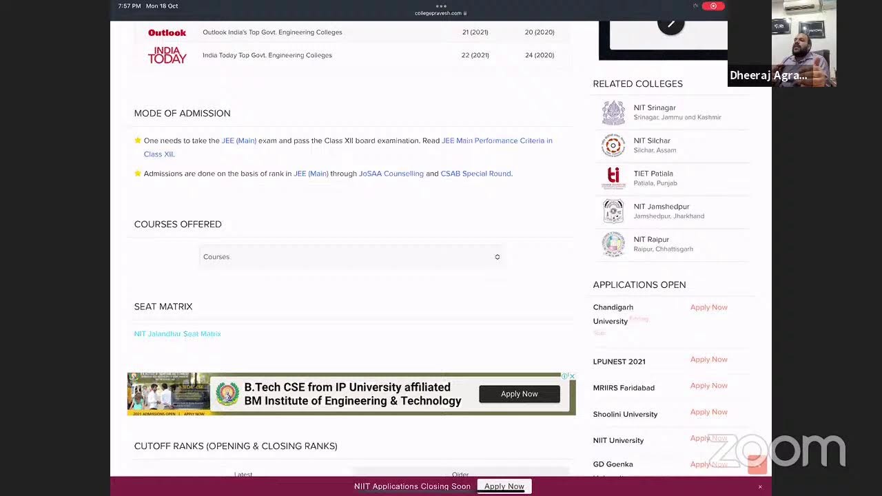 JOSAA Counselling Process 2021
