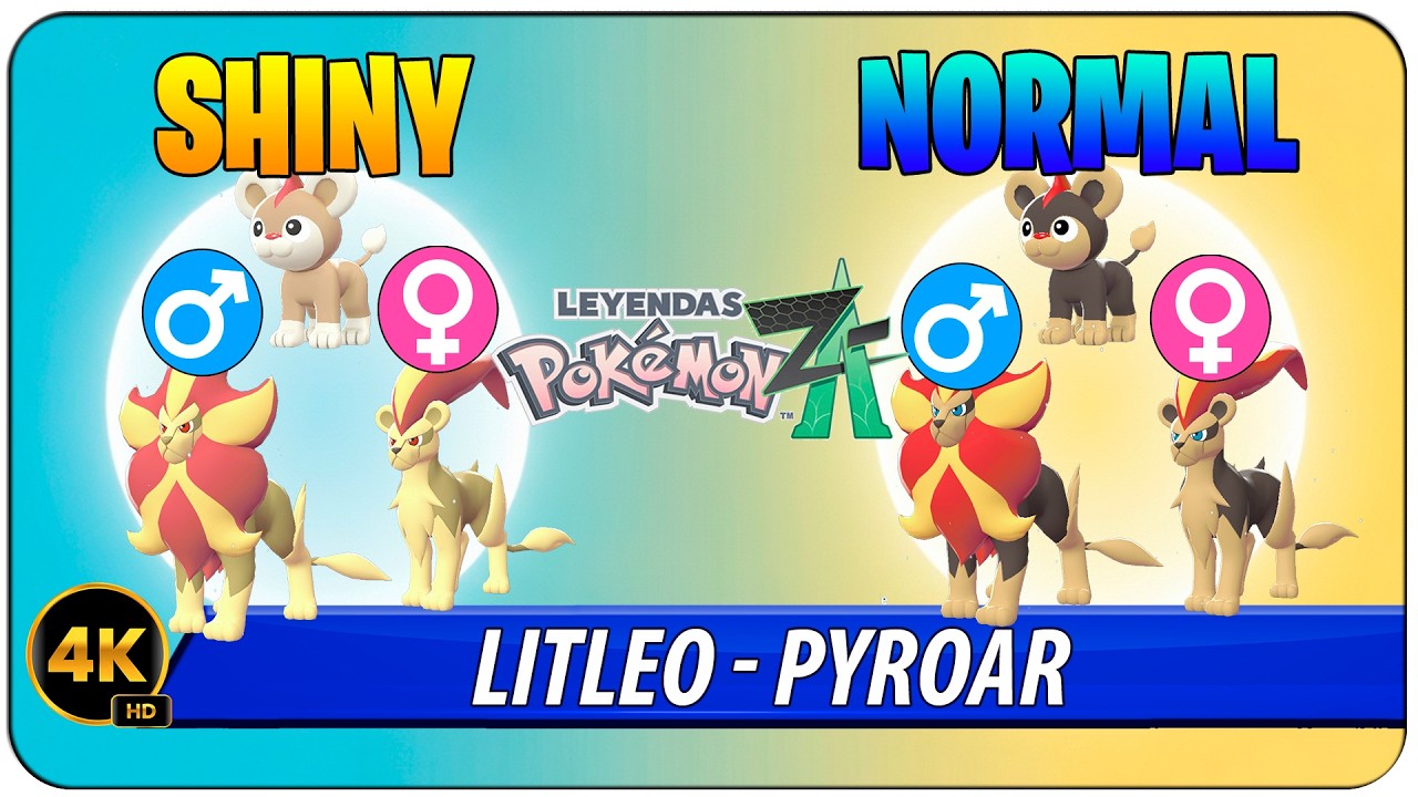 Shinydex 45-46 Litleo - Pyroar #Shiny Variocolor - Leyendas Pokemon ZA