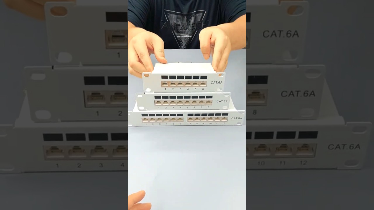 Shielded Network 1U RJ45 Cat6 Cat6A Cat8 6/8/12 port Patch Panel with ethernet cable #cabling #diy