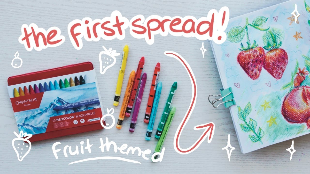 first spread in a new sketchbook! | drawing fruit