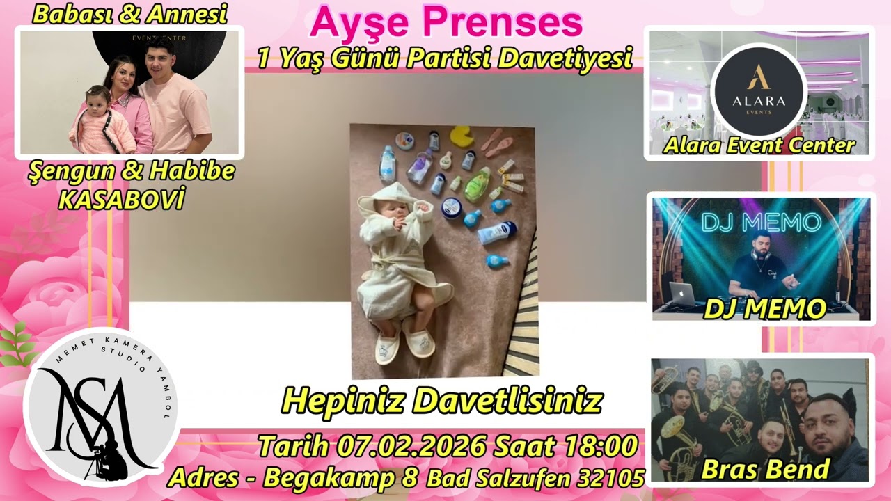 Davetiye Ayşe Prenses 1 Yaş Günü Partisi