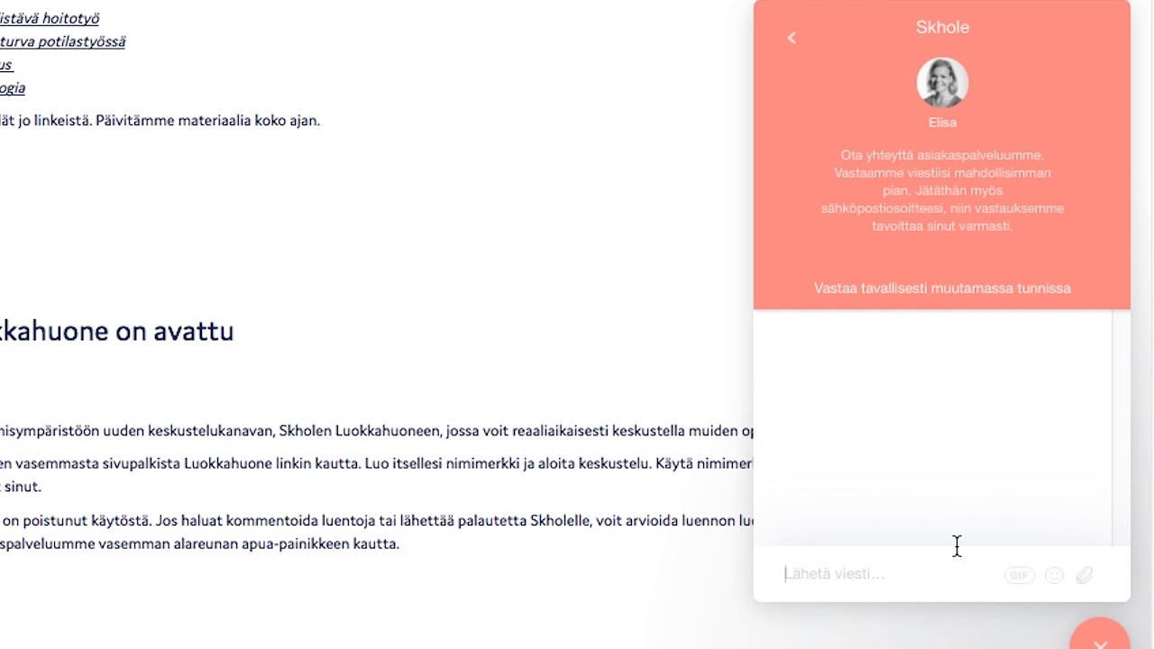 Asiakaspalvelu ja uloskirjautuminen