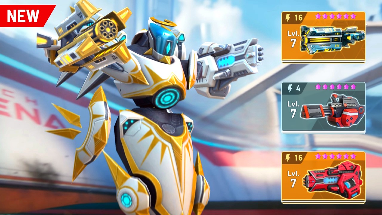 New BLESSED KNIGHT - Deathwalker with Auto Cannon 4, Overdriver 16, Chain Gun 16 - Mech Arena