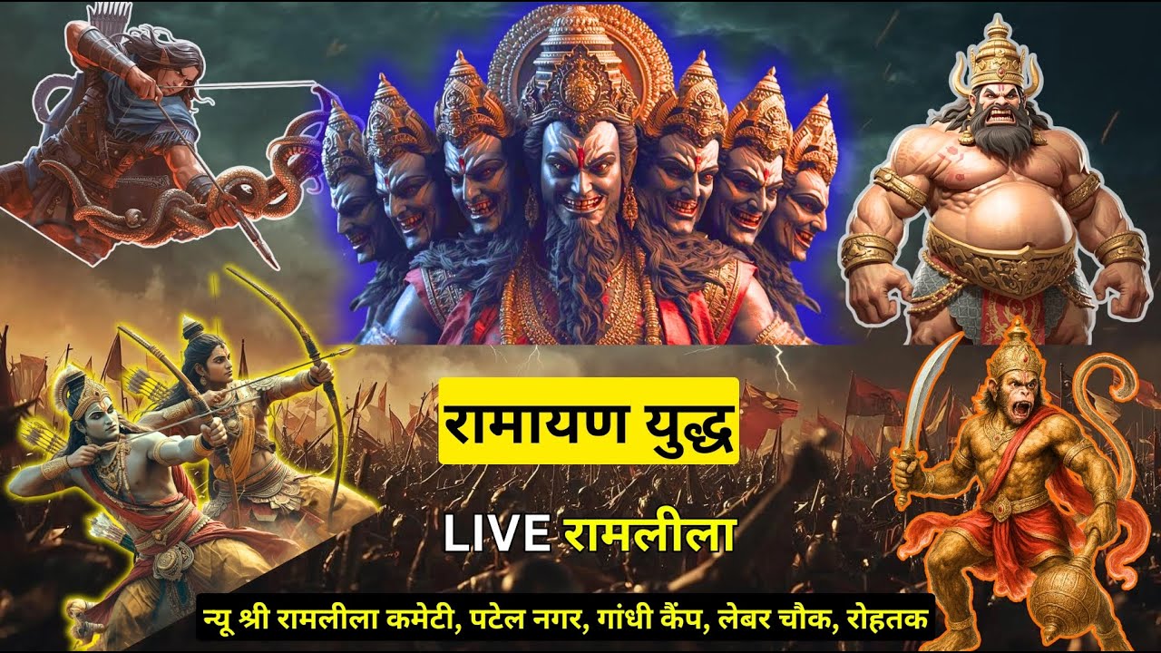 Live Ramleela 2025 Rohtak Live Ramayan Yudh DAY 11  New Ramleela committe Patel Nagar Labour chownk