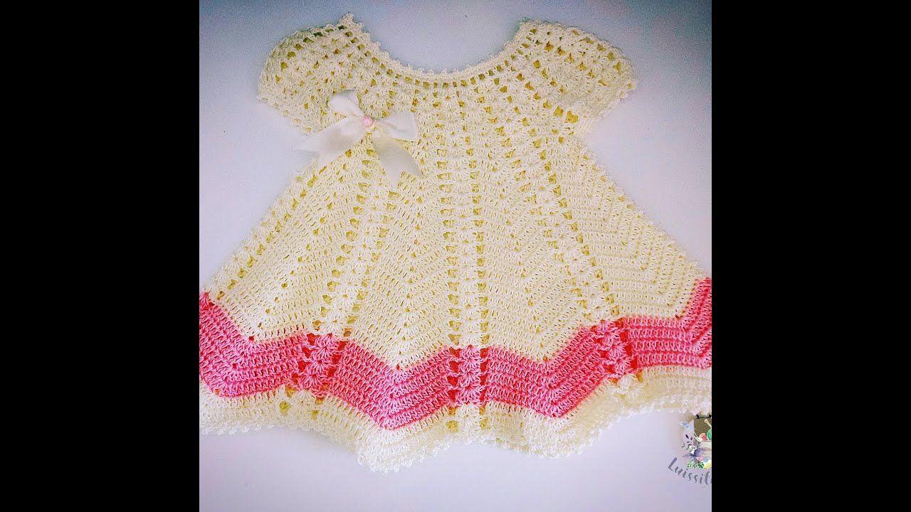 ELEGANTE PATRÓN DE GANCHILLO VESTIDO DE NIÑA ACROCHET FÁCIL Y RAPIDO DE HACER TEJIDO TEJIDO FÁCIL