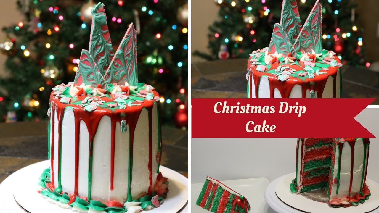 Christmas Theme Drip Cake by 6 Cakes and More