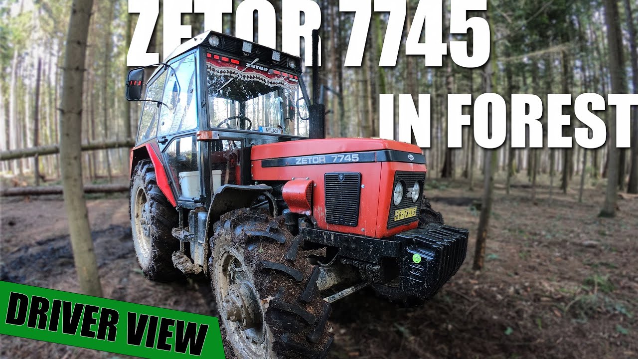 Zetor 7745 in forest | GoPro/driver view