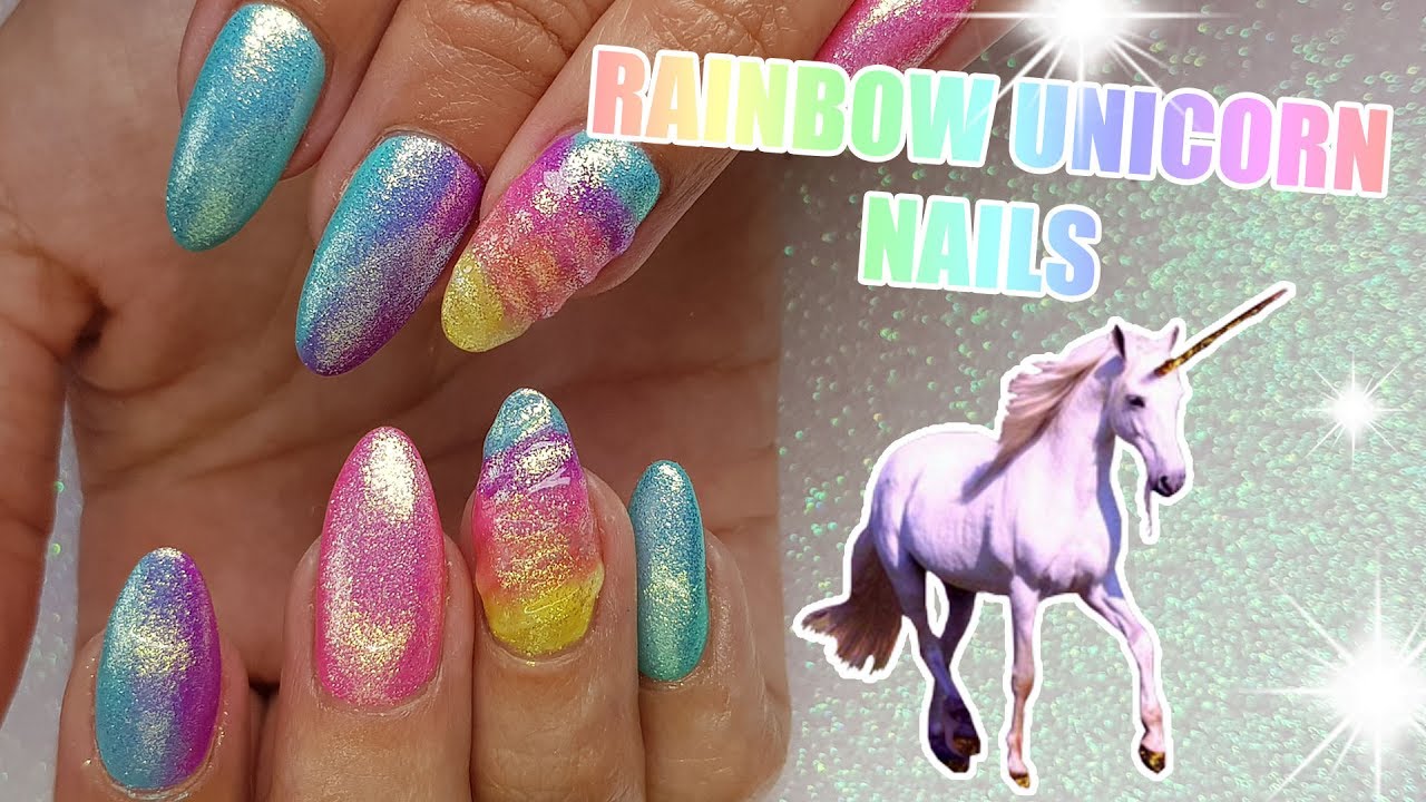 RAINBOW UNICORN ACRYLIC NAILS | GEL POLISH | MAGICAL