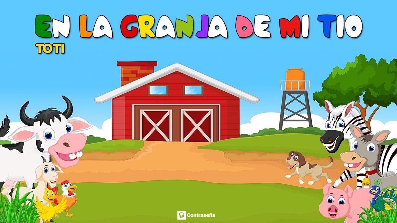 En la Granja de Mi Tio, Cancion Infantil Letra para Aprender, Música para bailar, diversion ia ooo