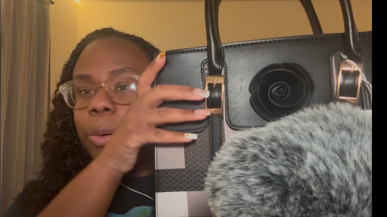 ASMR Purse Tapping and Whisper Ramble 👜✨Leather sounds, nail tapping