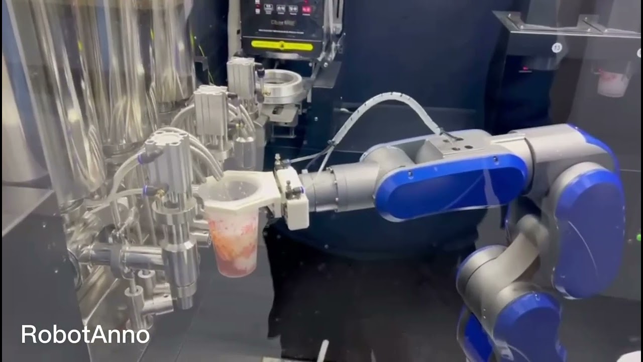Bubble tea robot vending kiosk, unmanned making, 24 hours working