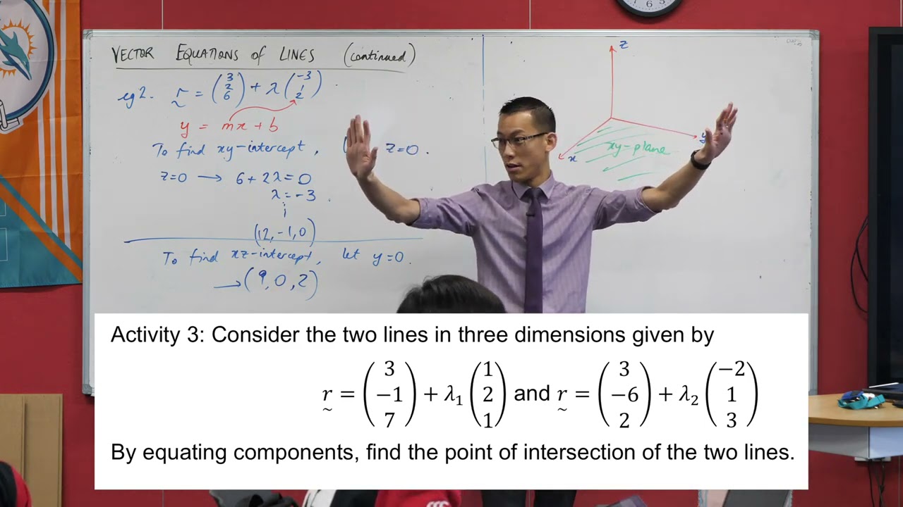 Applying Vector Equations of Lines (2 of 2: Intercepts & points of intersection)
