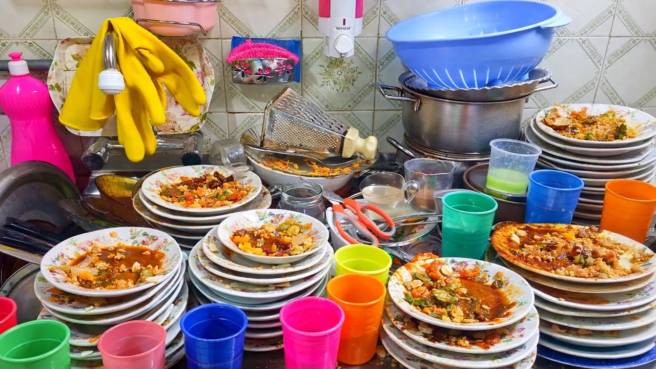 ASMR Dishwashing || Deep Cleaning Dirty Dishes |No Talking