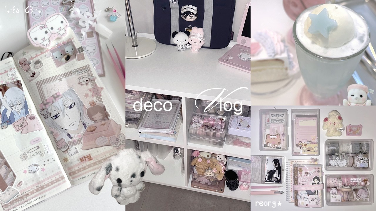 99% introvert ♡ deco •⩊• reorganizing stationary, dreamy cafe, cute stickers, journal with me