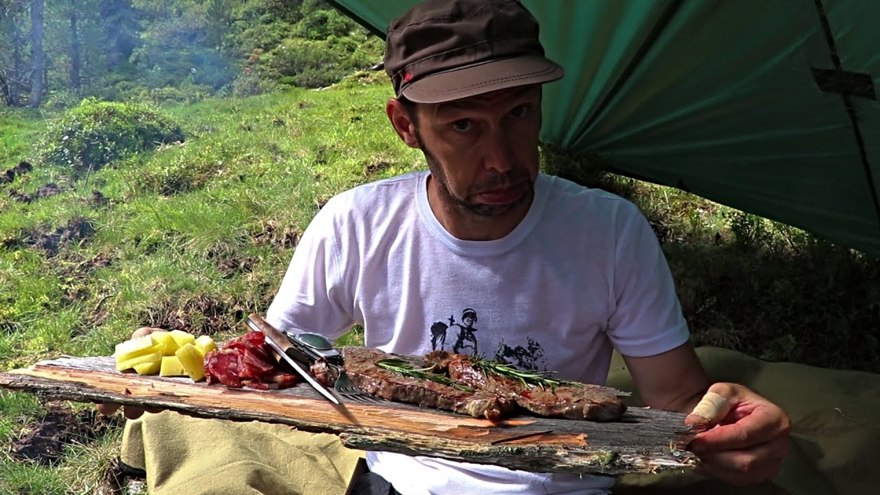 Cucina Bushcraft - Antipasto e du bistecche in stile Bushcraft - ricette Bushcraft - PeschoAnvi