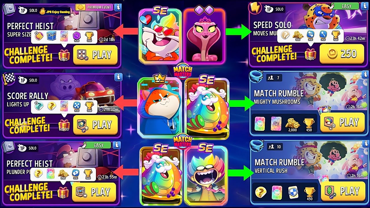 (4 Solo+2 RUMBLE)SuperSized/Lights Up/Plunder Pirates/Moves Multiplier/Mighty Mushrooms/VerticalRush