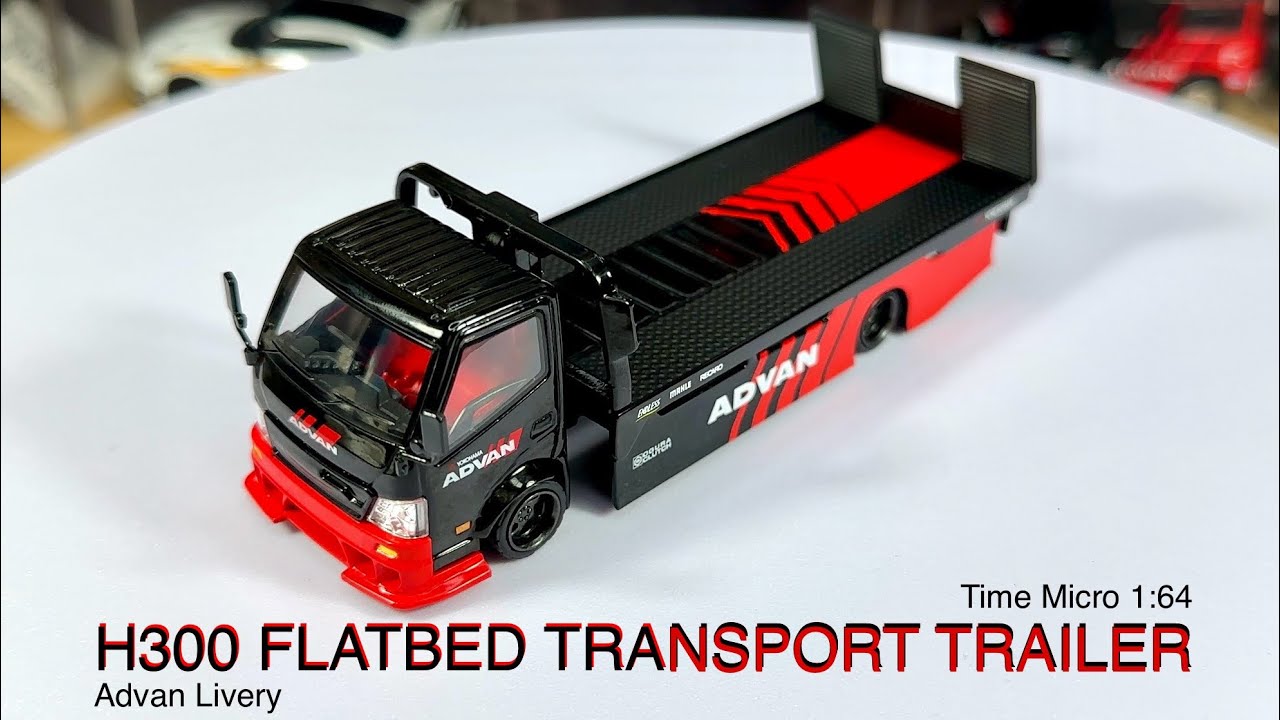 Unboxing Time Micro 1:64 H300 FLATBED TRANSPORT TRAILER - Advan Livery @TheOpenBox858 #117