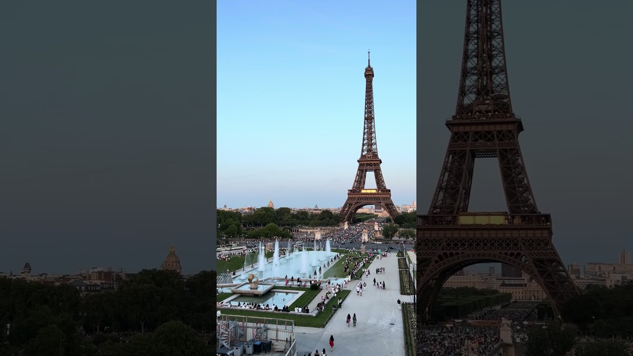Place du Trocadéro Evening with view to the Tour Eiffel #Shorts