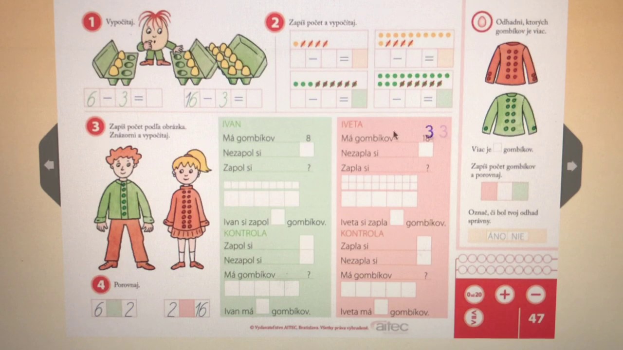 Matematika pre 1. ročník strana 47