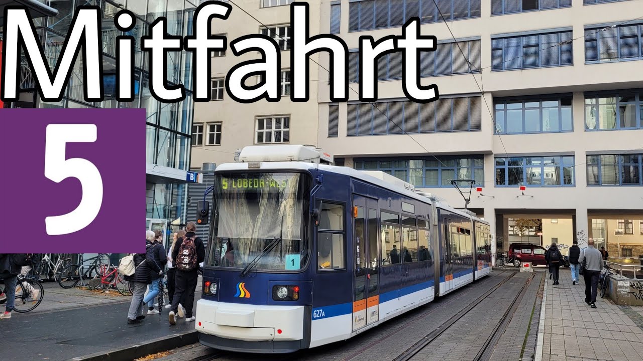 Straßenbahn Jena | Mitfahrt | GT6M-ZR | Linie 5 | Ernst-Abbe-Platz - Sportforum