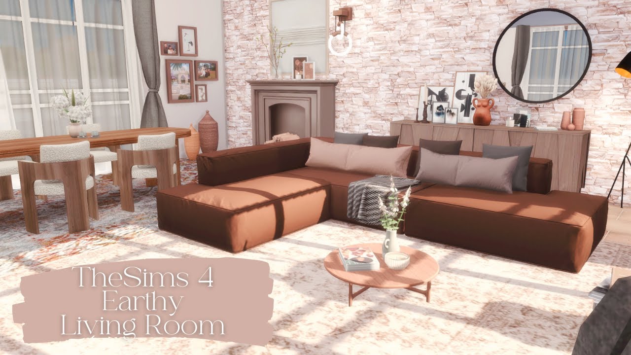 The Sims 4 Speed Build | Earthy Living Room | CC | ASMR Speedbuild