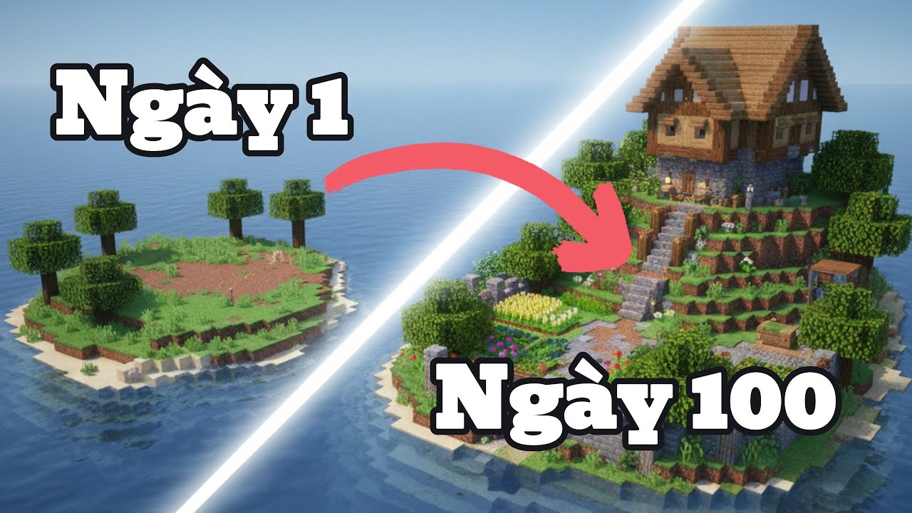 Tôi đã sống sót 100 ngày trên một hòn đảo trong Minecraft chế độ siêu khó!