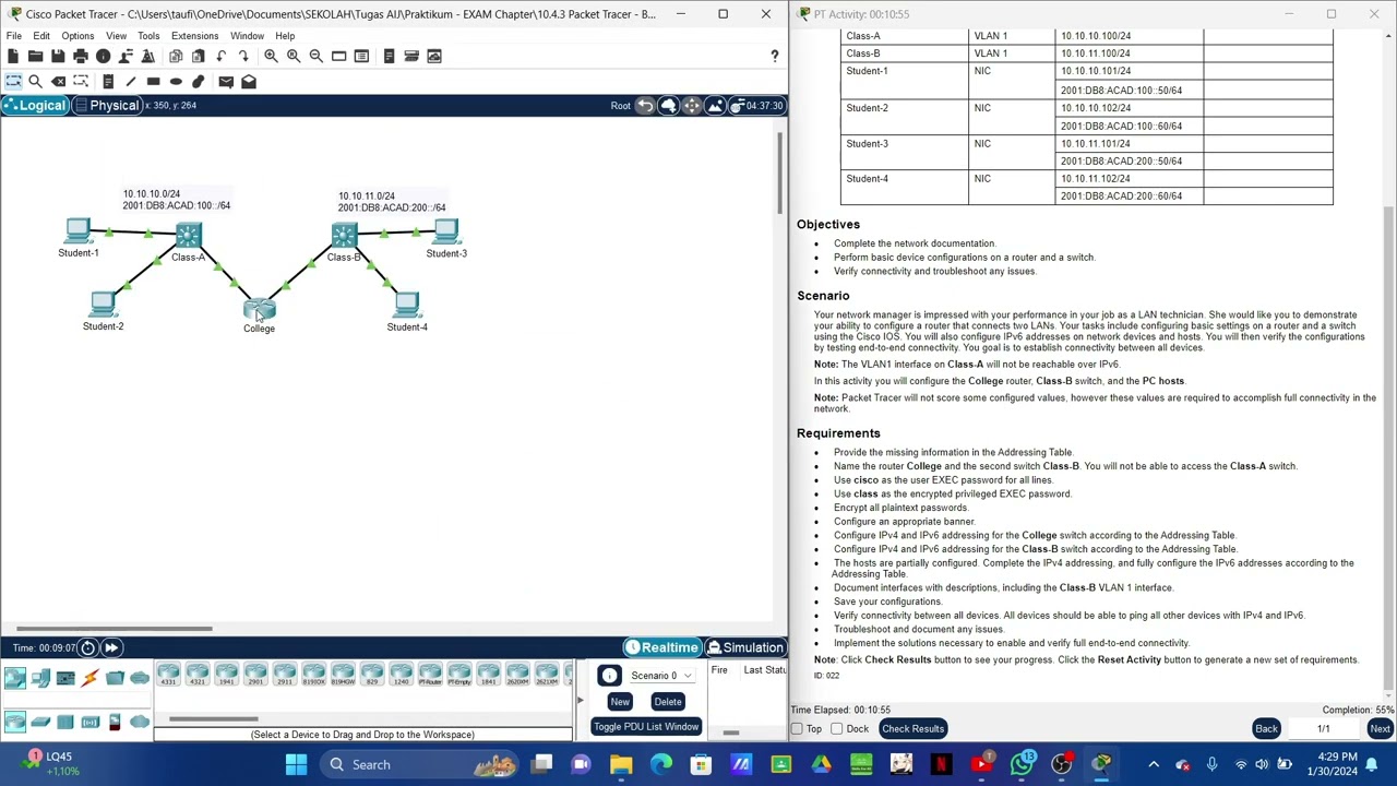 10.4.3 Packet Tracer - Basic Device Configuration