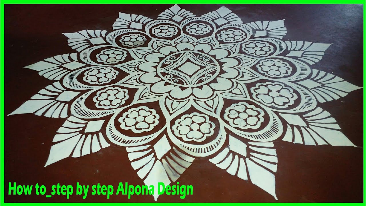 Diwali_alpona, how to_step by step alpona, laxmi_puja alpona design