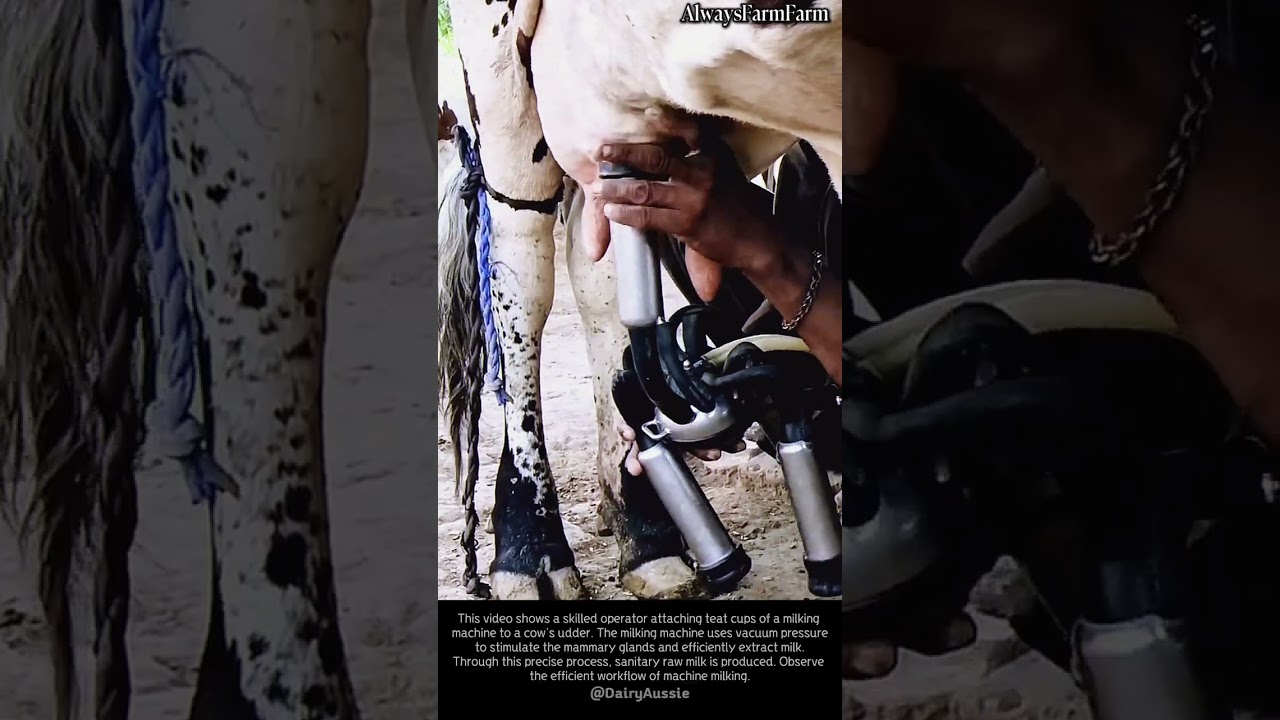 Milking process for dairy cows #farming #farmlife #livestock #dairycow #milking