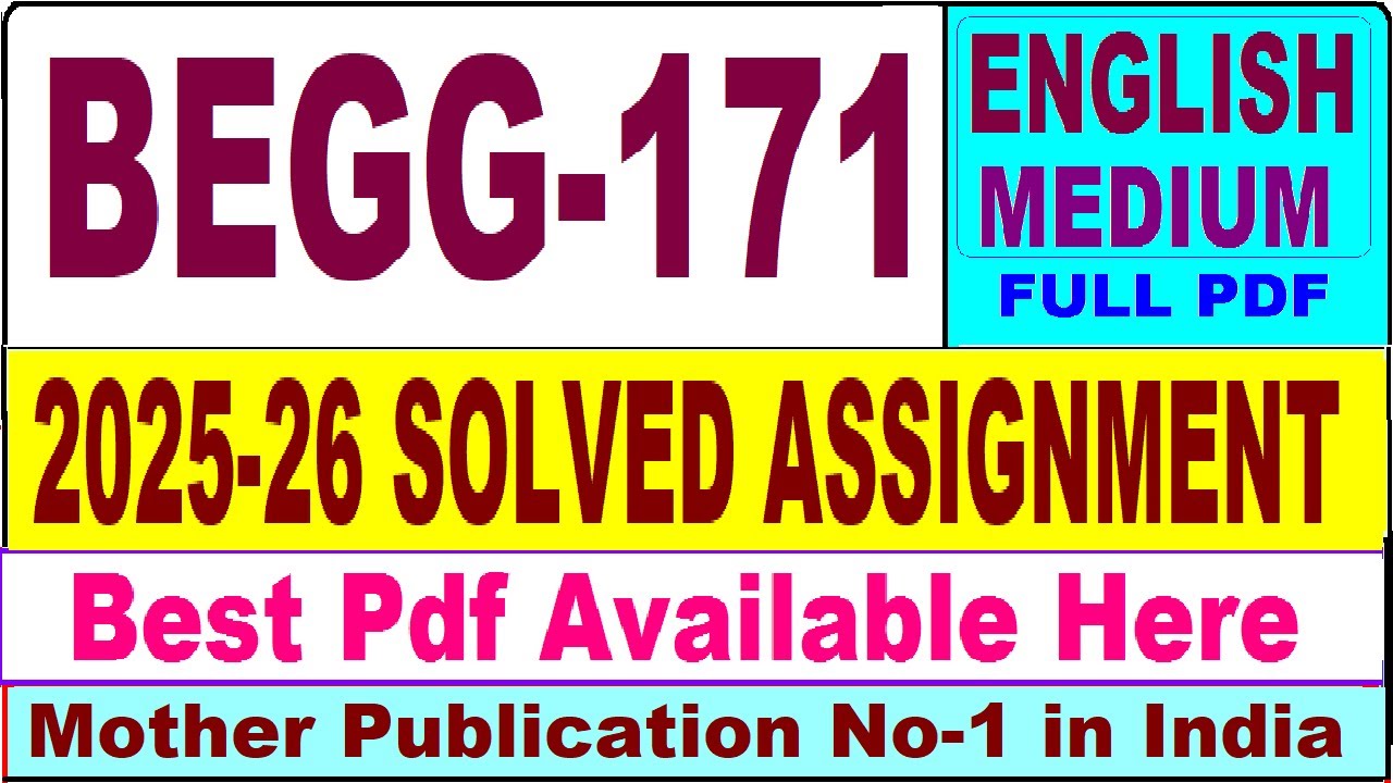 BEGG 171 solved assignment 2025-26 || begg 171 solved assignment 2026 in English || ignou begg171