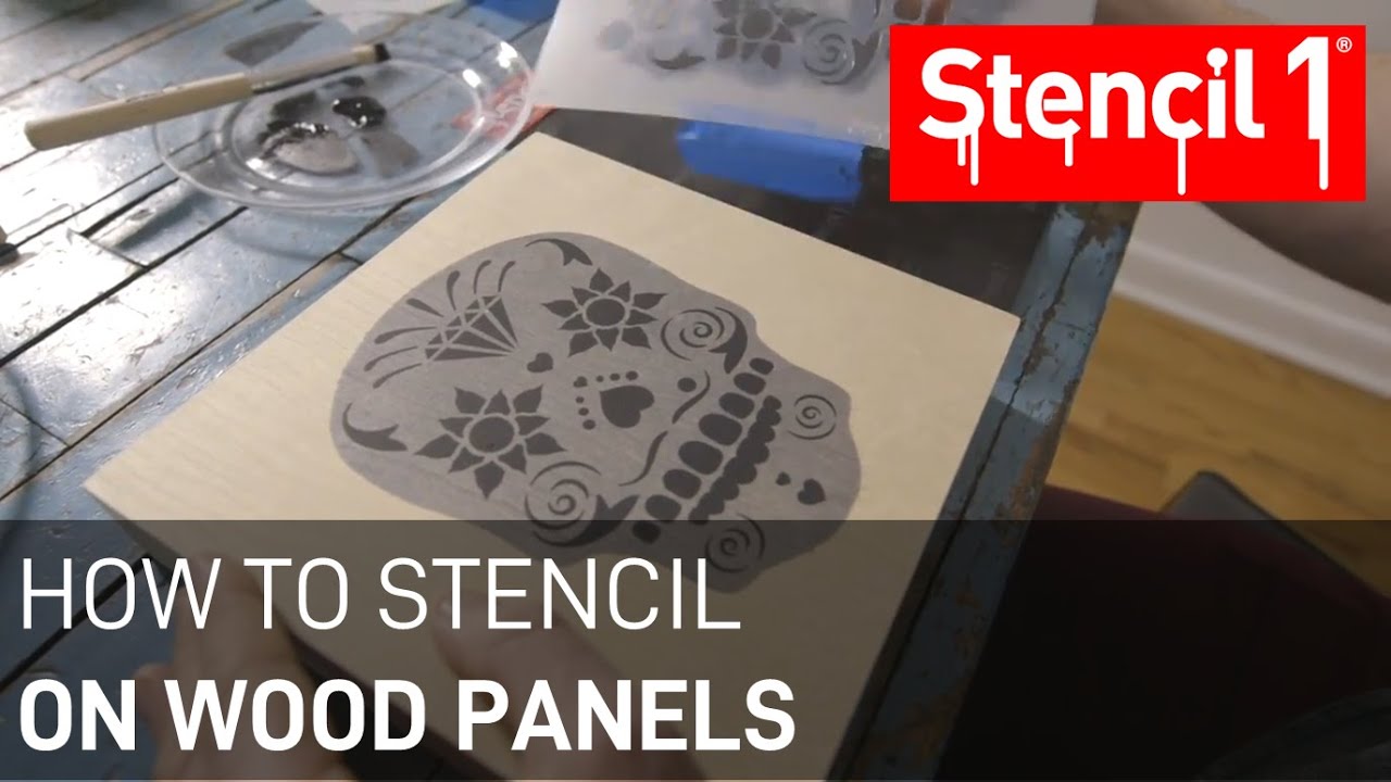 How to Stencil wood panels using 2-layer sugar skull stencils by Stencil1