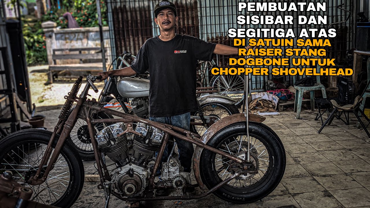 PART4‼️PEMBUATAN CHOPPER SHOVELHEAD‼️ bikin sisibar segitiga atas di satuin raiser stang digbone‼️