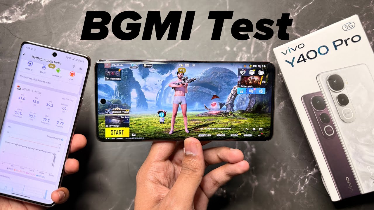 Vivo Y400 Pro 5G BGMI Test with FPS Meter 🔥 Battery Drain & Heating Test at 60 FPS Graphics Setting