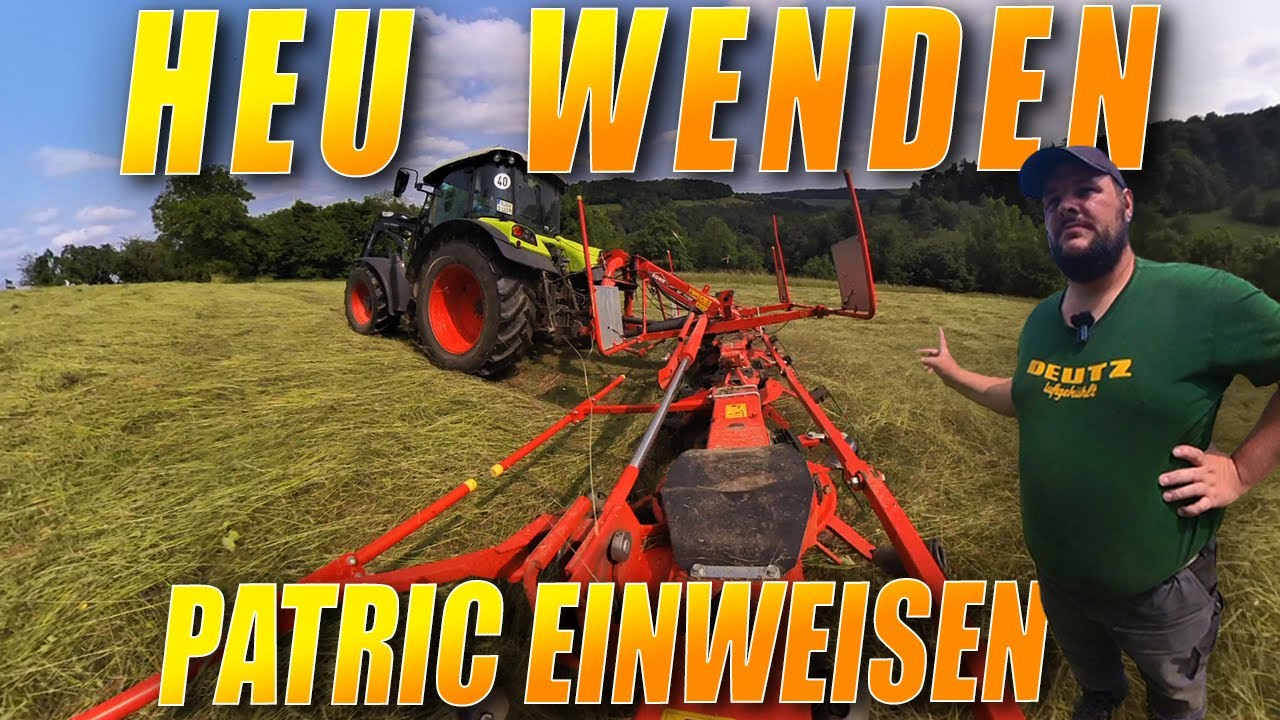 Heu wenden mit Claas Arion 420 | Kuhn 8702 | Patric einweisen